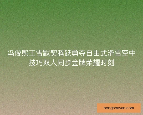 冯俊熙王雪默契腾跃勇夺自由式滑雪空中技巧双人同步金牌荣耀时刻 冯俊熙王雪默契腾跃勇夺自由式滑雪空中技巧双人同步金牌荣耀时刻