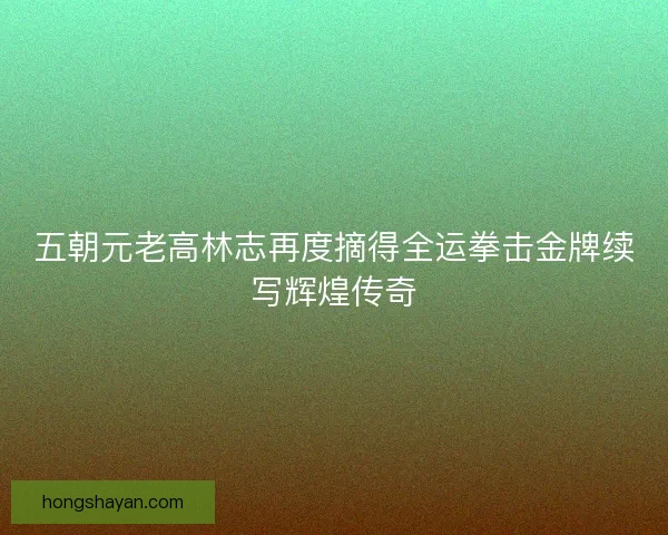 五朝元老高林志再度摘得全运拳击金牌续写辉煌传奇